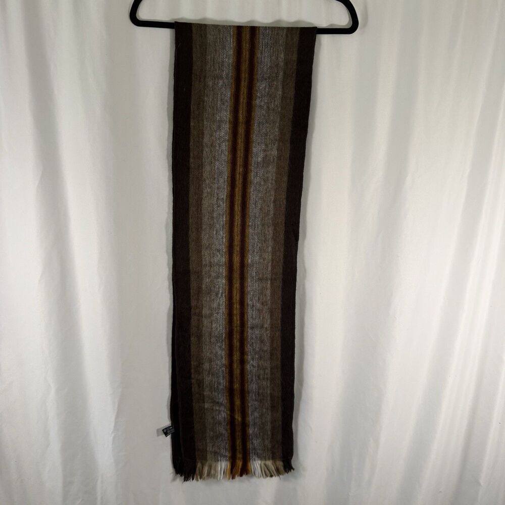 Shupaca Scarf Alpaca Blend Brown Striped Fringe